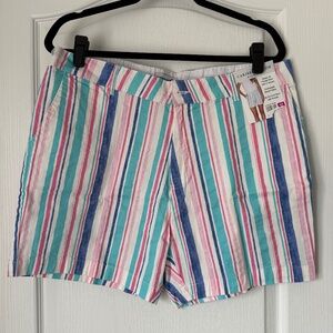 Caribbean Joe Womens Classic Fit Striped Printed Shorts Size 16 ~ NWT Blue White